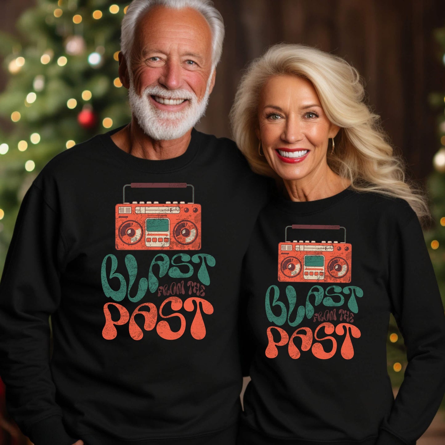 Crewneck Black Sweatshirt Senior Couple Blast From The Past Boom Box