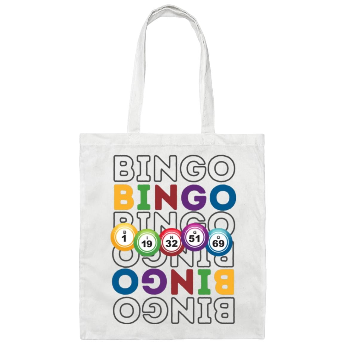 Bouncing Bingo Balls Canvas Tote Bag for Bingo Players and Enthusiasts