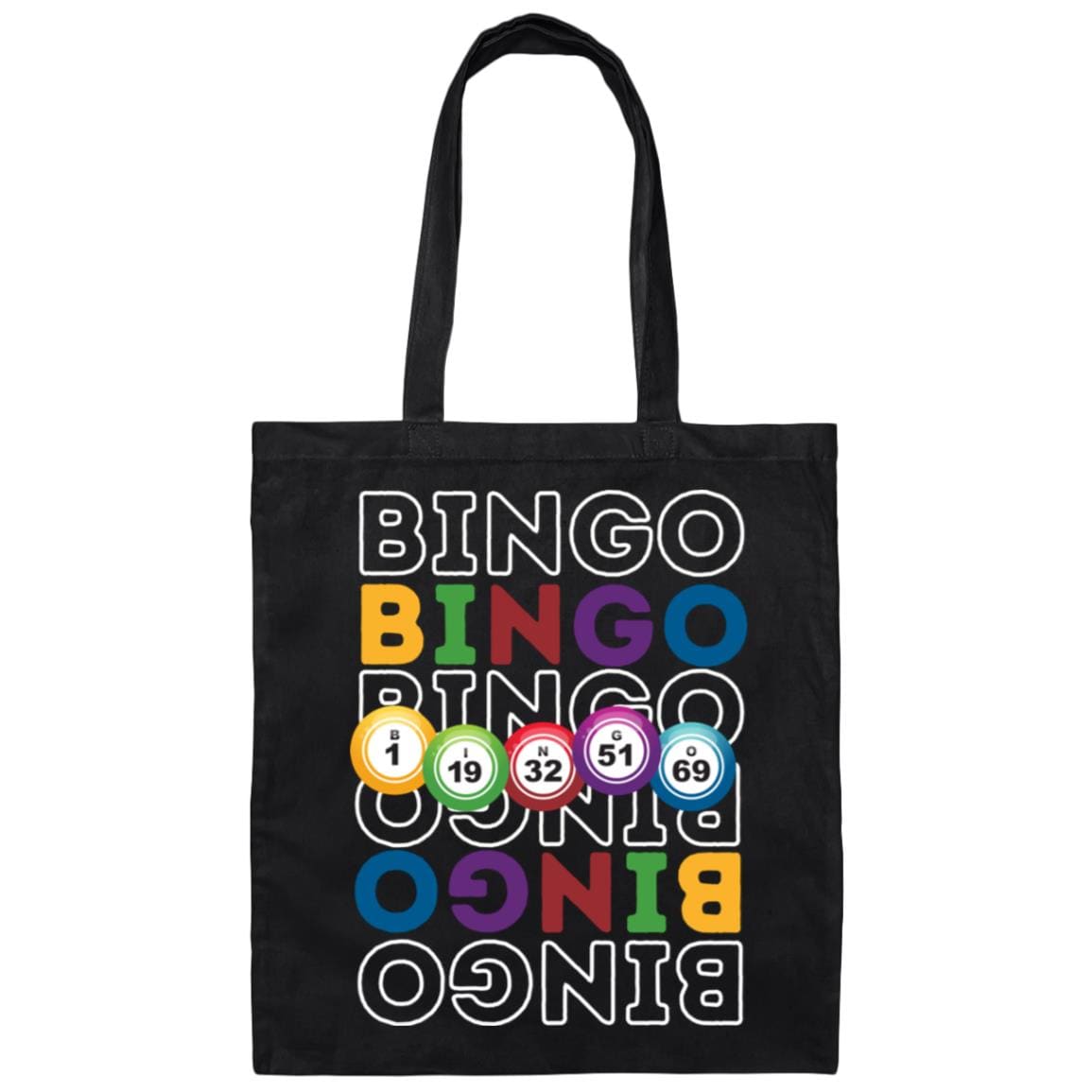 Bouncing Bingo Balls Canvas Tote Bag for Bingo Players and Enthusiasts