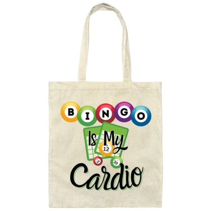 Bingo is my Cardio Cotton Canvas Tote Bag for Bingo Players and Enthusiasts