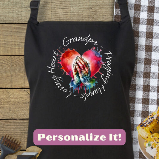 Customizable Grandpa - Praying Hands - Loving Heart Apron