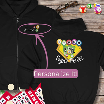 Personalized Bingo is my Super Power Hoodie Sweatshirt Jacket