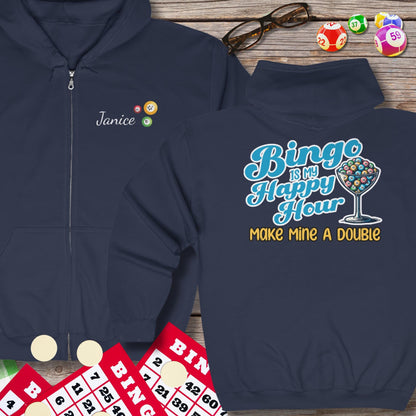 Personalized Bingo Is My Happy Hour Hoodie Sweatshirt Jacket