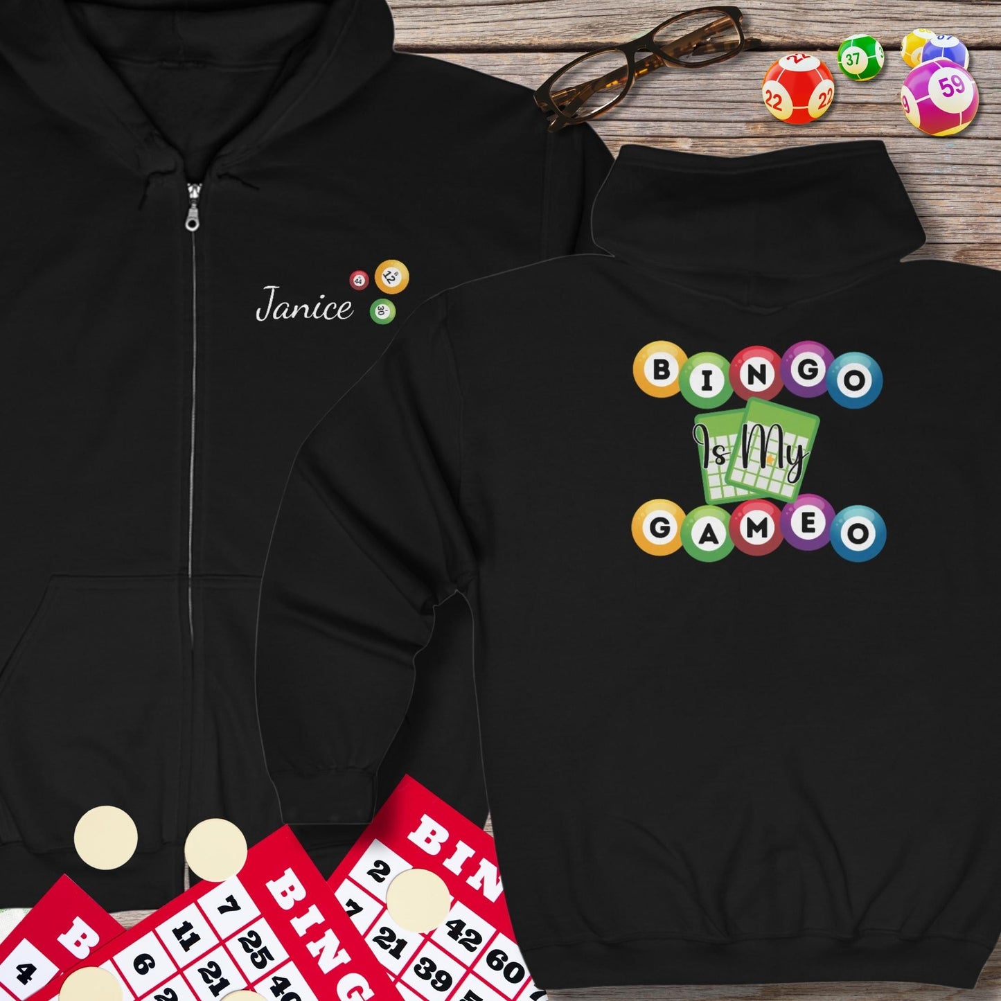 Personalized Bingo is My Gameo Bingo Hoodie Sweatshirt Jacket