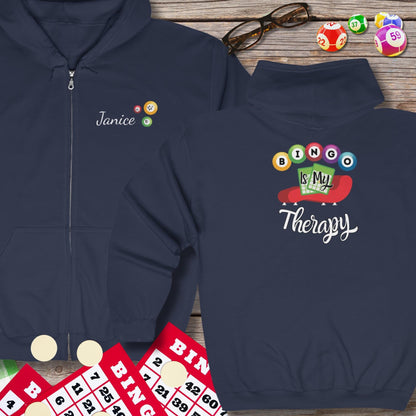 Personalized Bingo Is My Therapy Hoodie Sweatshirt Jacket