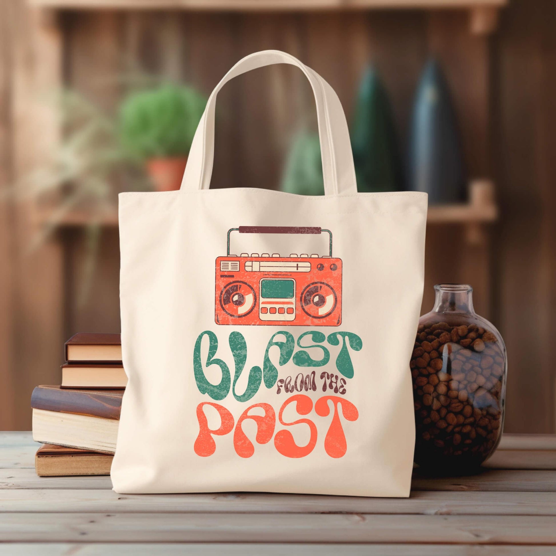 Natural Tote Books Blast From The Past Boom Box