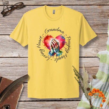 Grandma Praying Hands Loving Heart T-Shirt