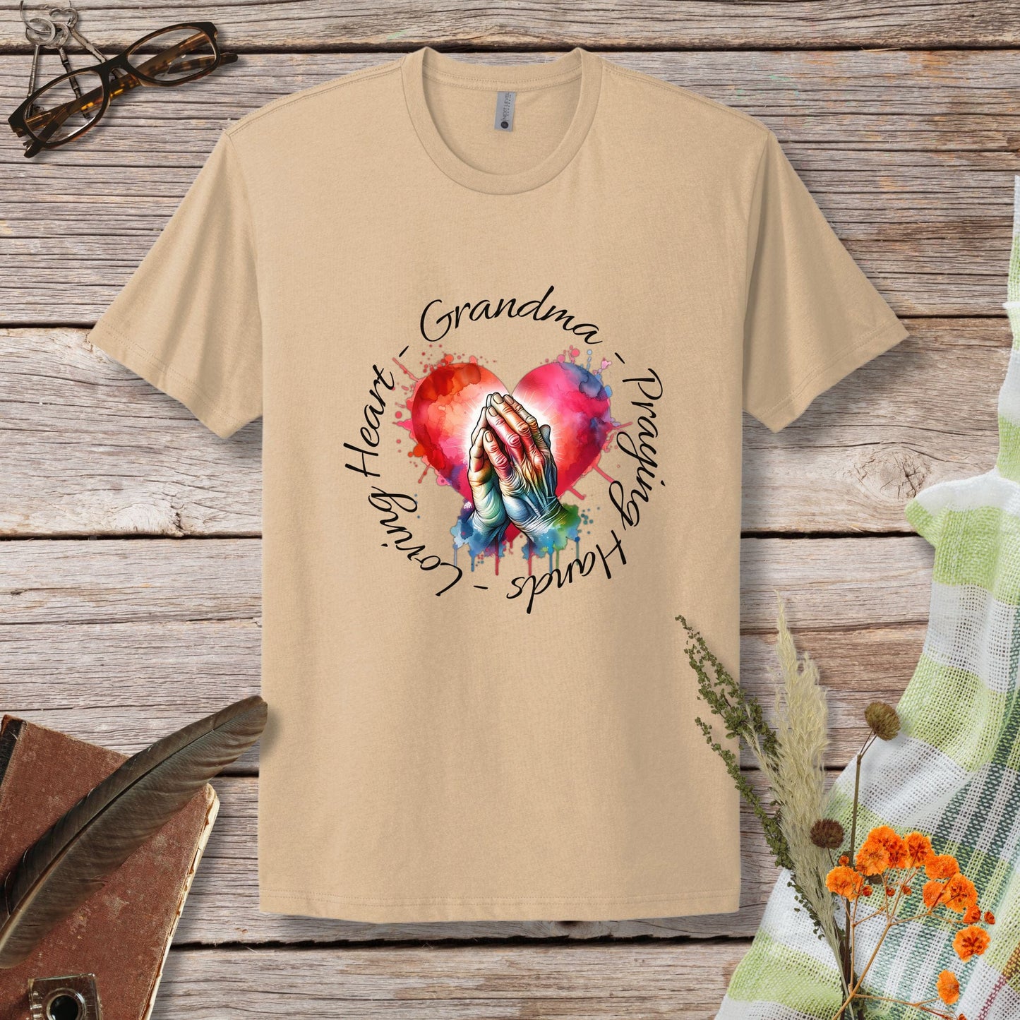 Grandma Praying Hands Loving Heart T-Shirt