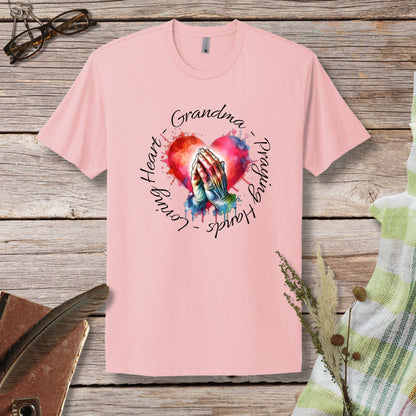 Grandma Praying Hands Loving Heart T-Shirt