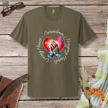 Grandma Praying Hands Loving Heart T-Shirt