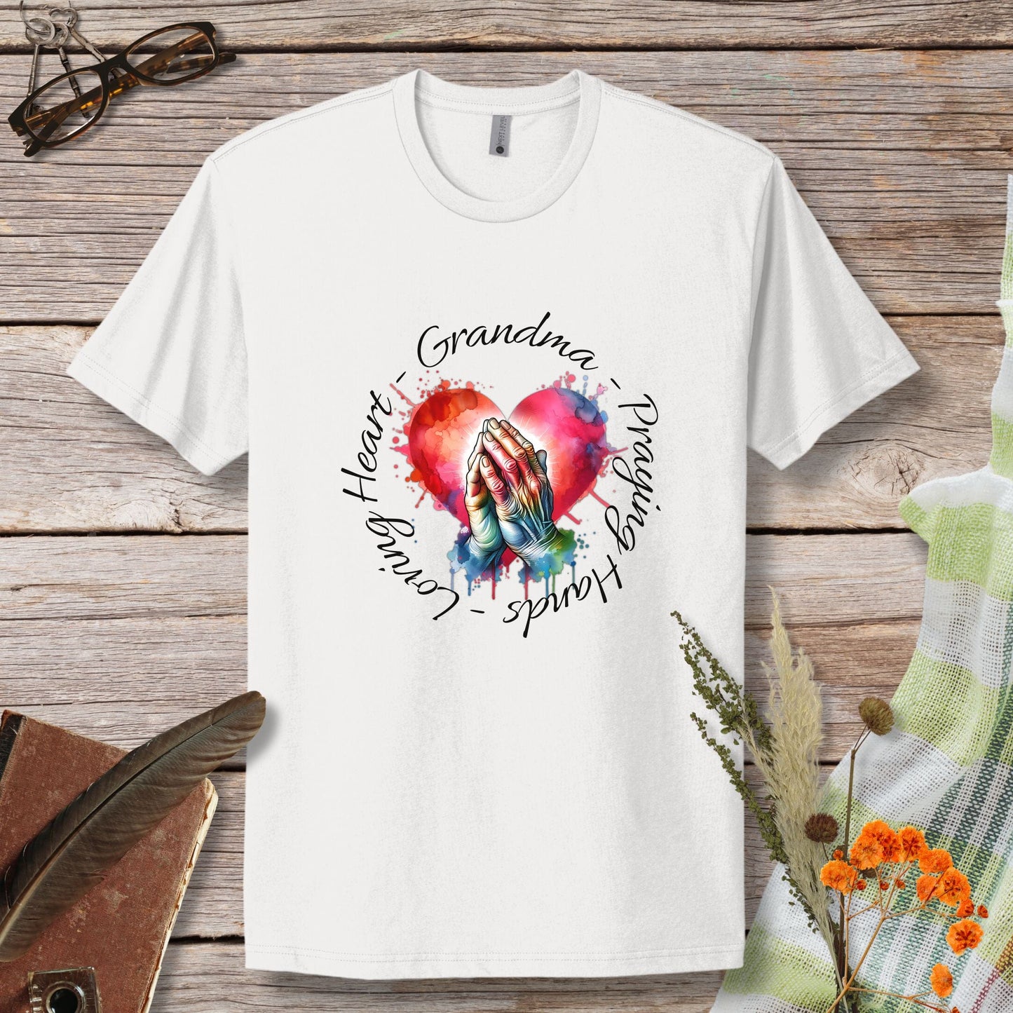 Grandma Praying Hands Loving Heart T-Shirt