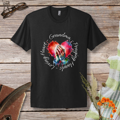 Grandma Praying Hands Loving Heart T-Shirt