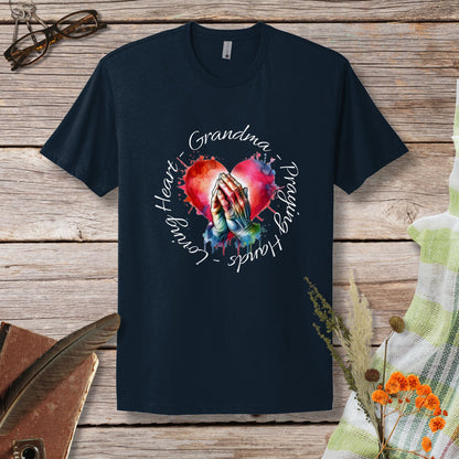 Grandma Praying Hands Loving Heart T-Shirt