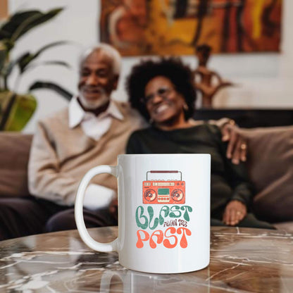 White Mug Senior Couple Blast From The Past Boom Box