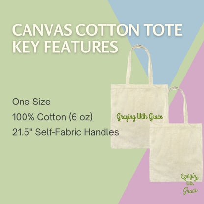 two canvas tote bags with the text canvas cotton tote key features