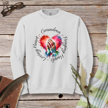 a white sweatshirt with the words grandma on it