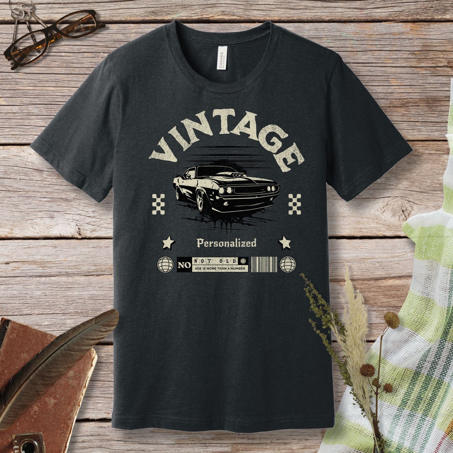 a black t - shirt with a picture of a car on it