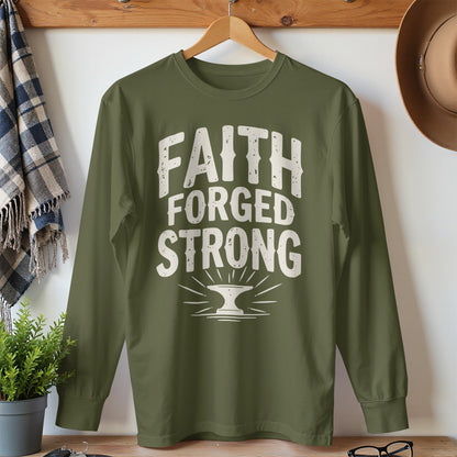 Faith Forged Strong Inspirational Long Sleeve Shirt Product