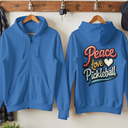 Peace Love Pickleball Blue Hooded Sweatshirt product type