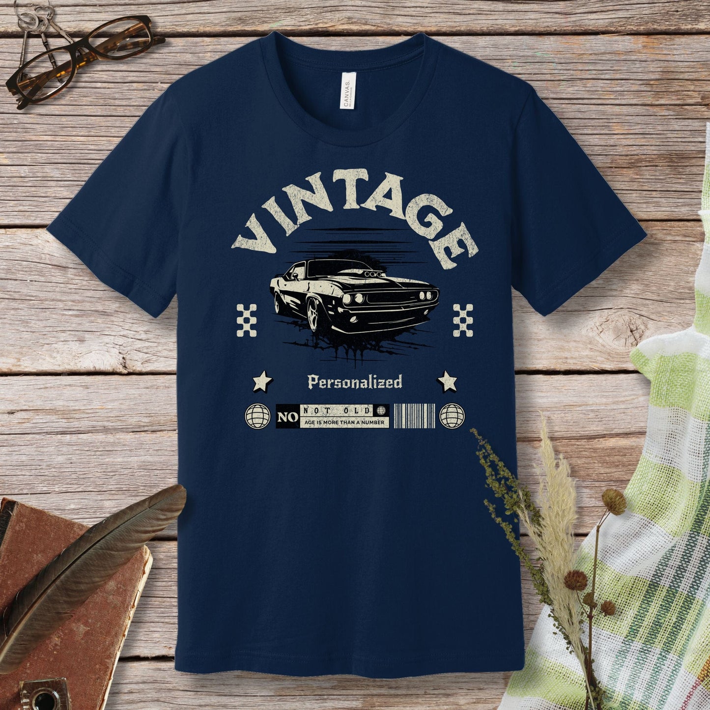 a t - shirt with a vintage car on it