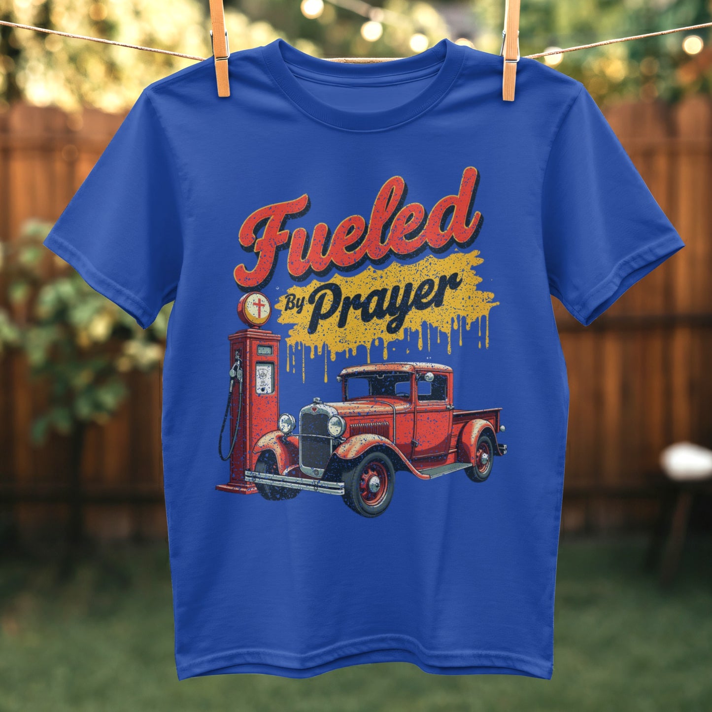 Fueled By Prayer Vintage Car Graphic Shirt product type