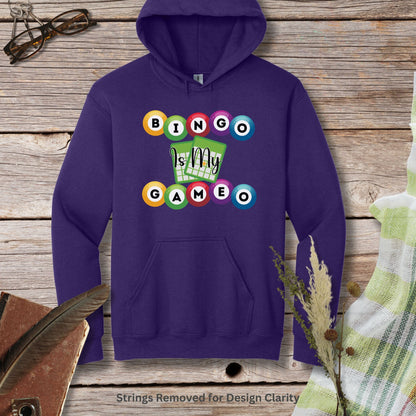 a purple hoodie with a game design on it