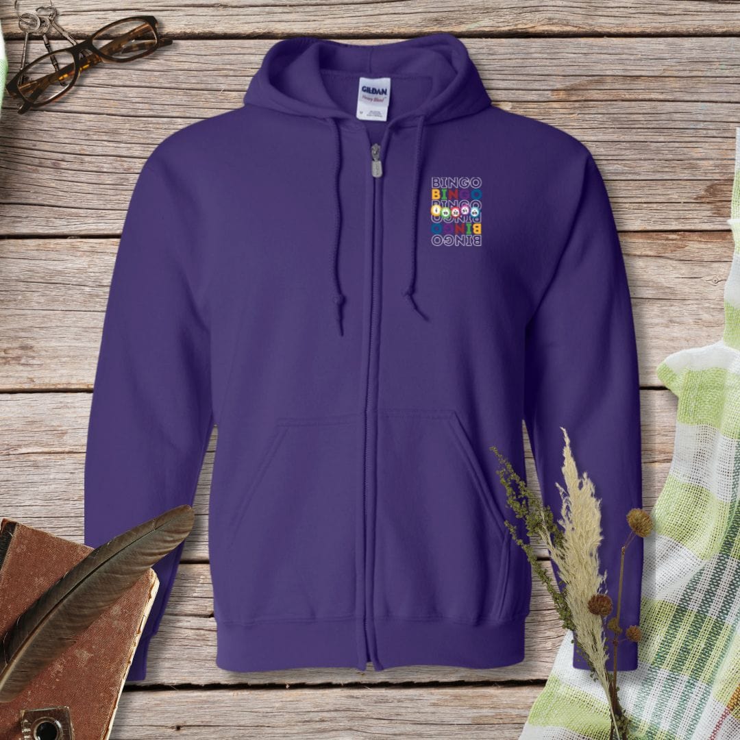 a purple hoodie with a picture of a woman's face on it