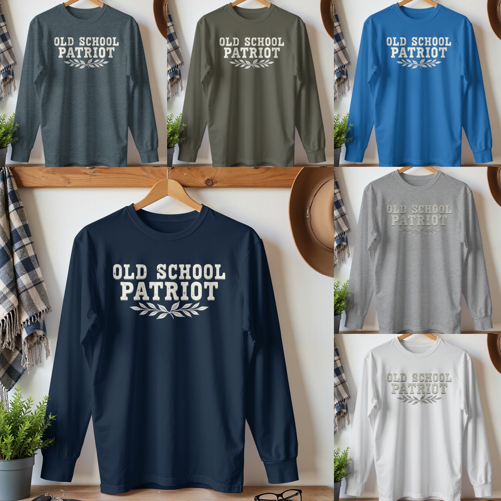 Old School Patriot Design Long Sleeve Shirt product