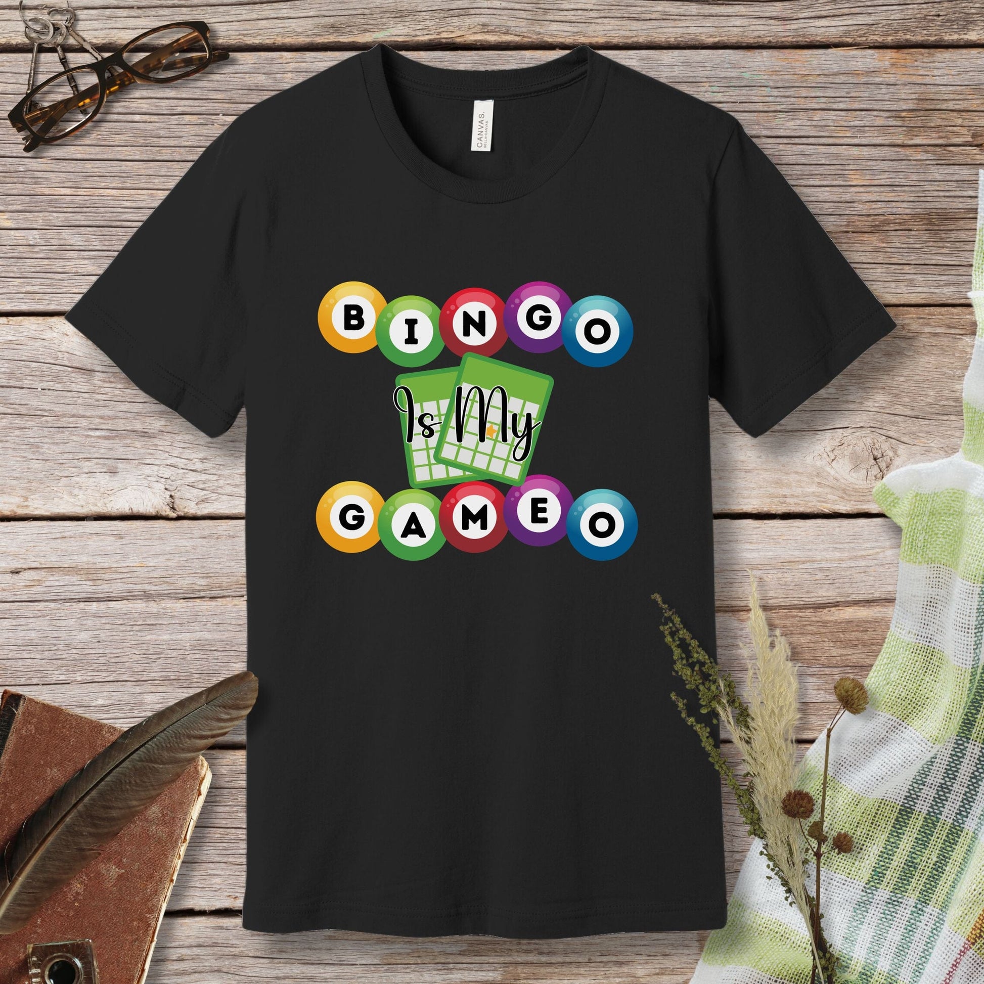 a black t - shirt with the words bingo is my game on it