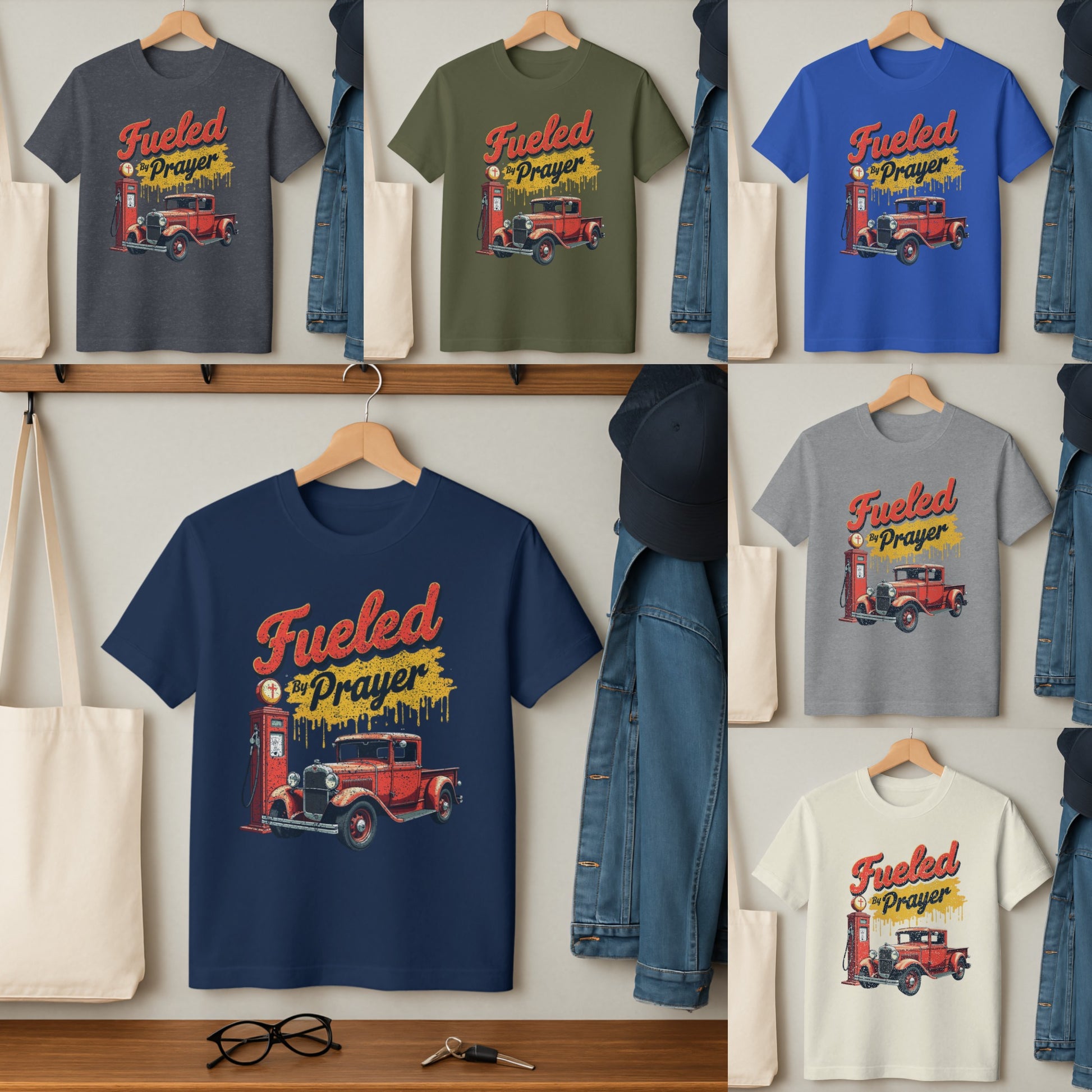 Fueled by Prayer Vintage Car Graphic T-Shirt product