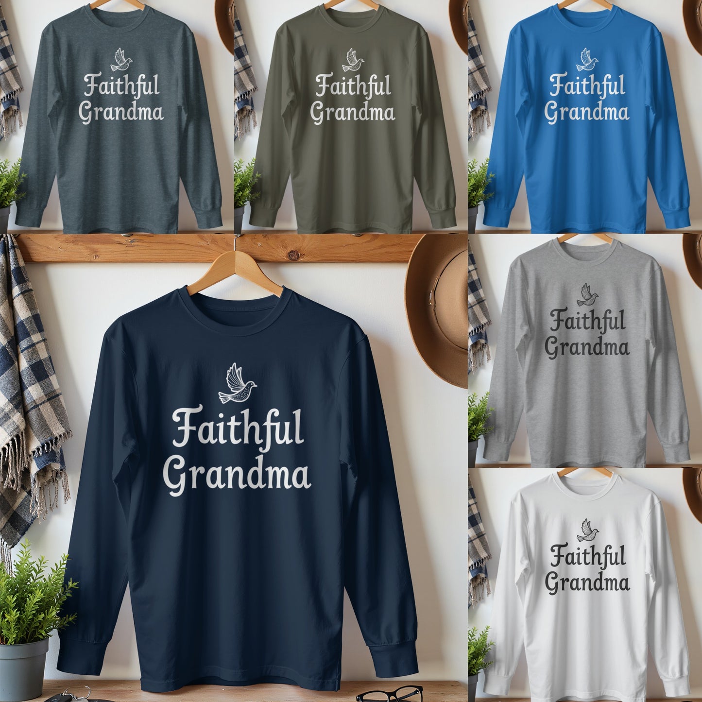 Faithful Grandma Long Sleeve Shirt Clothing Product