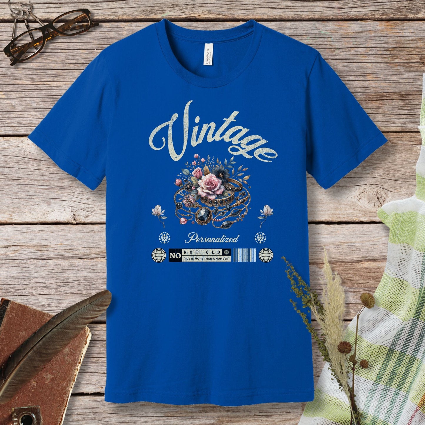 a blue t - shirt with the words vintage on it