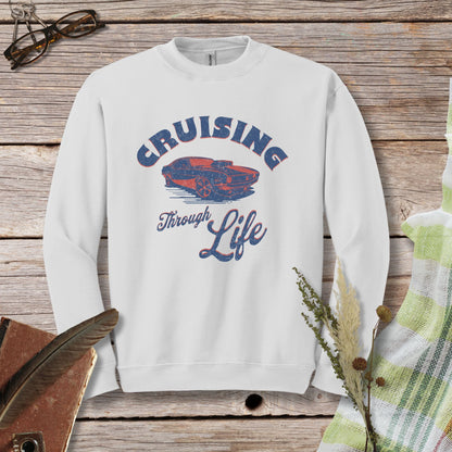 a white sweatshirt with the words cruising through life on it