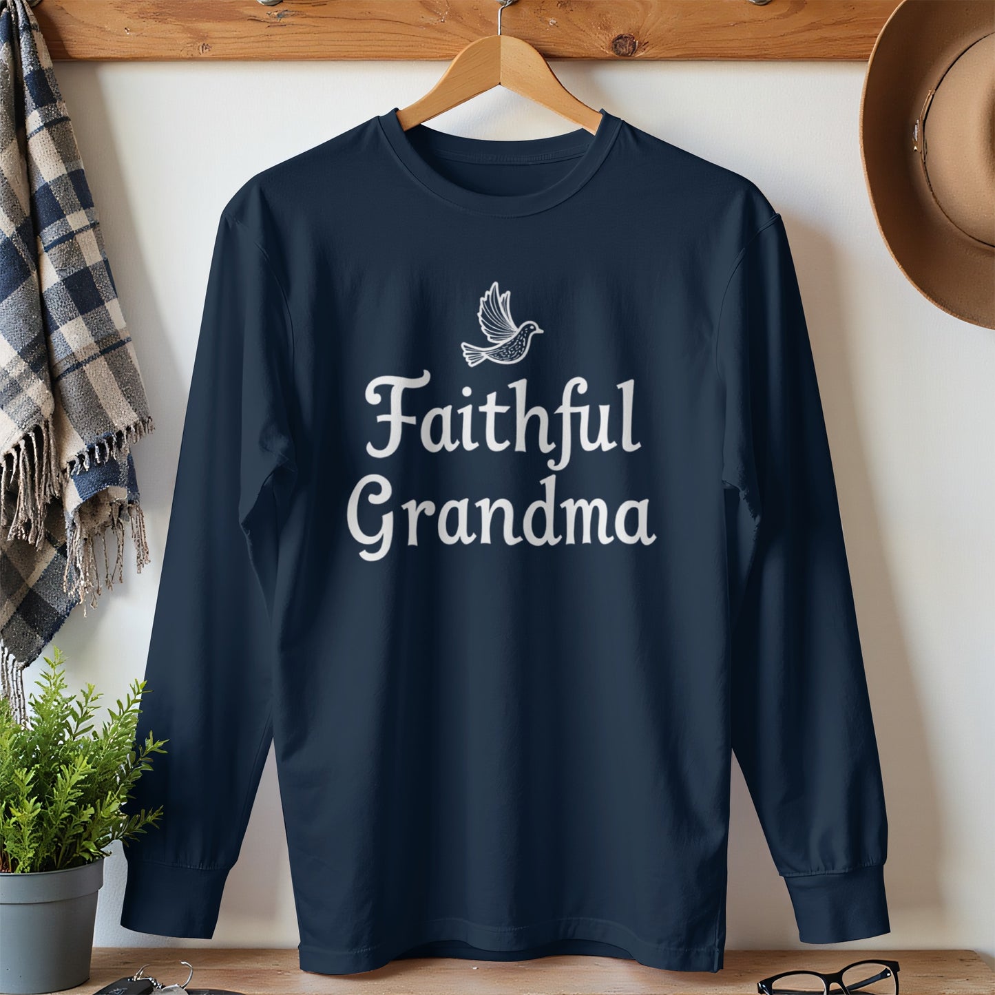 Faithful Grandma Blue Long-Sleeve Shirt product type