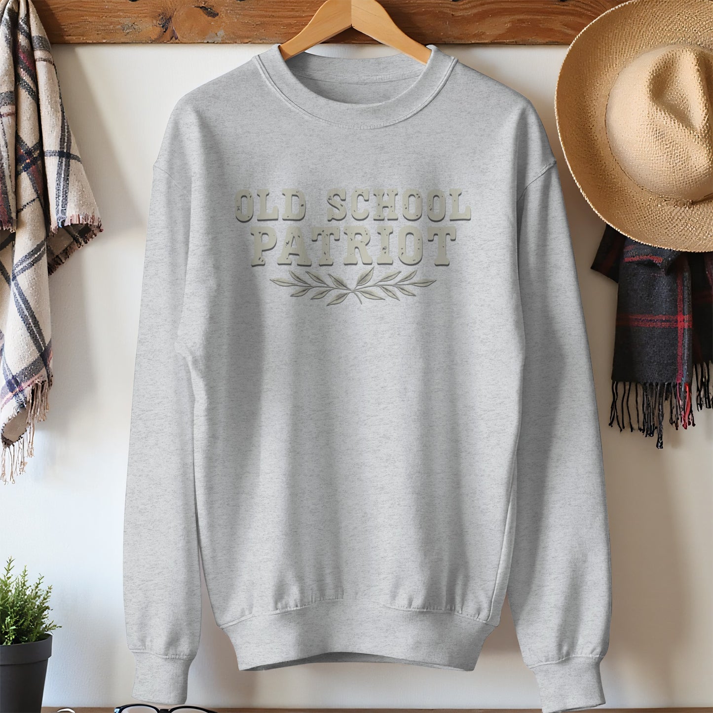Old School Patriot Grey Crewneck Sweatshirt product