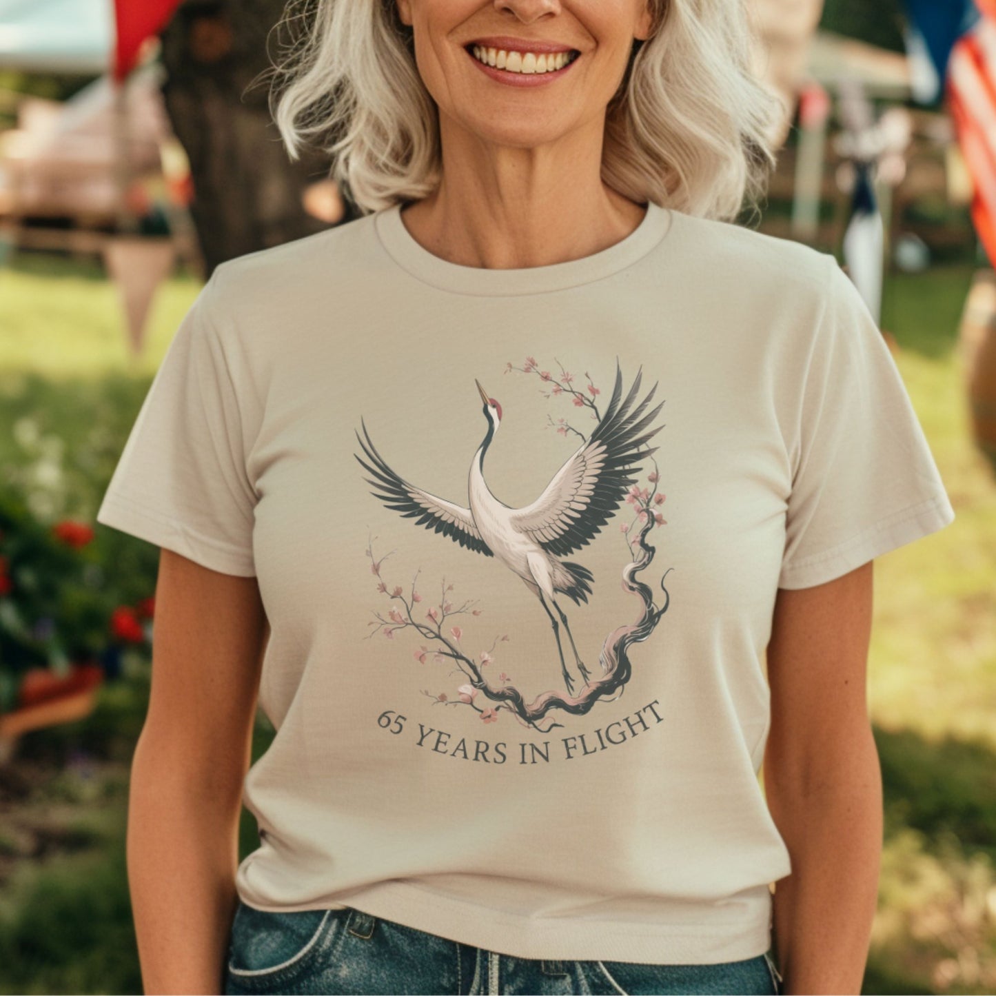 65 Years In Flight Heron Graphic Casual Short Sleeve product