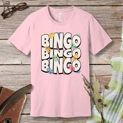 a pink t - shirt with the words bingo bingo on it