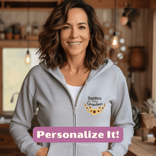 a woman standing in a kitchen with the words personalize it