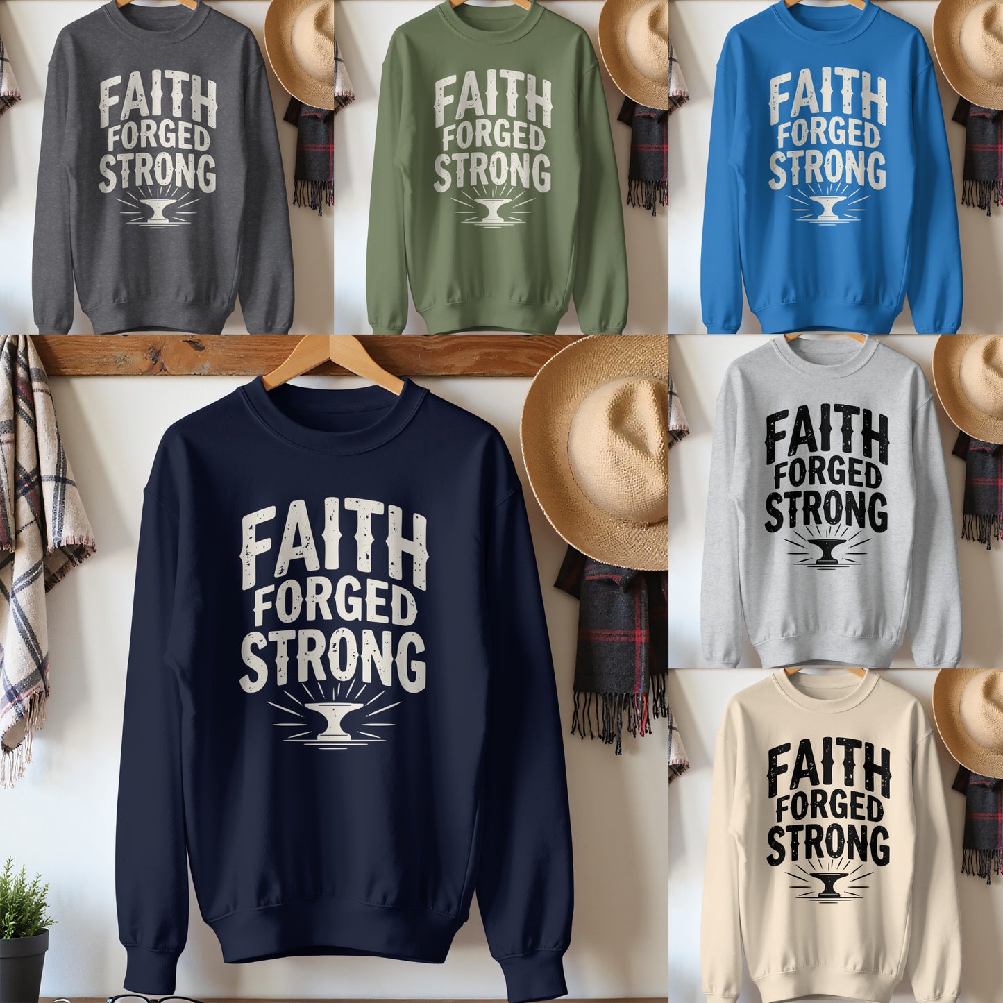 Faith Forged Strong Inspirational Sweatshirt product type
