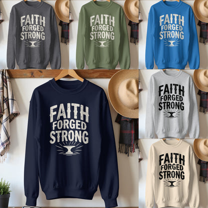 Faith Forged Strong Inspirational Sweatshirt product type