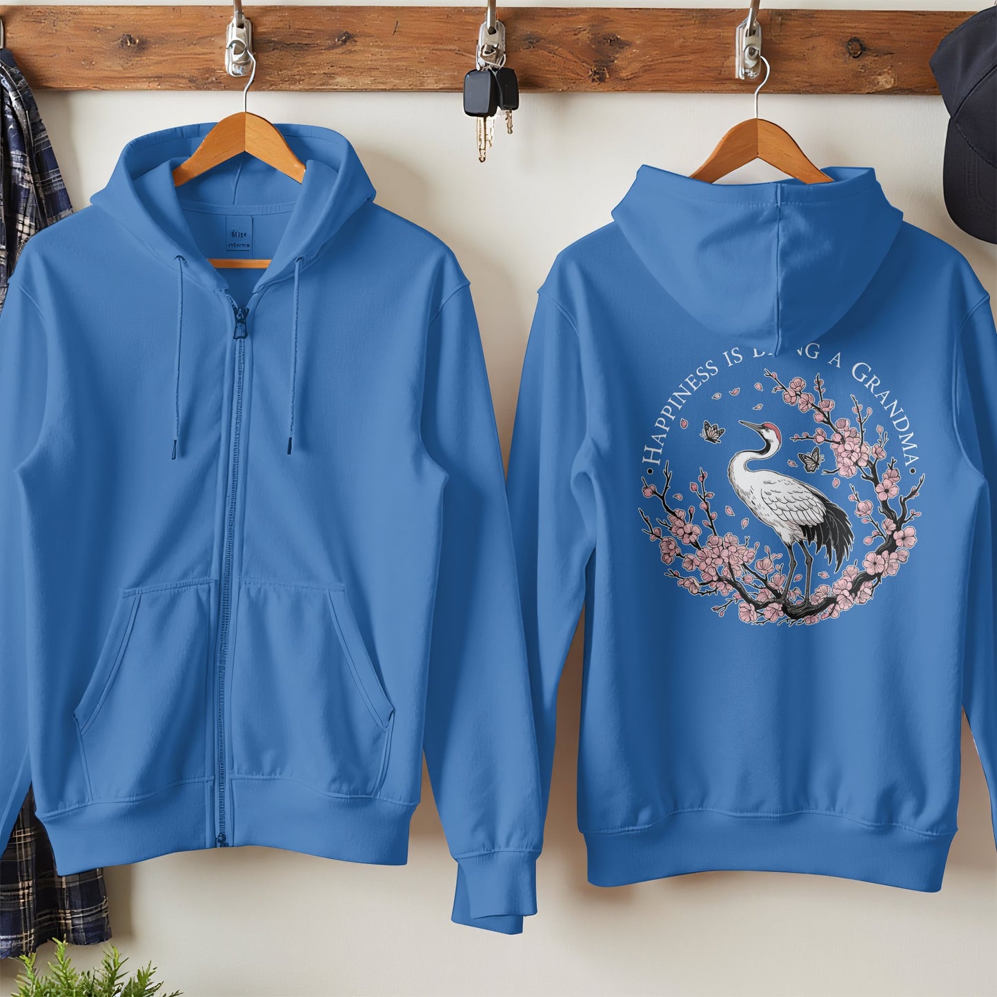 Happiness Is Being A Grandma Blue Zipper Hoodie product