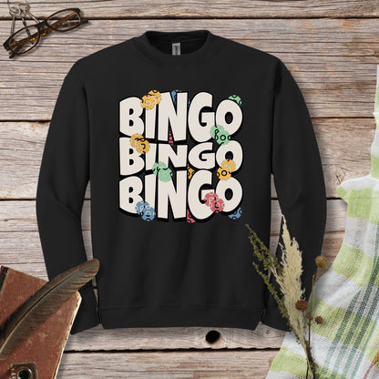 a black sweatshirt with the words bingo bingo on it