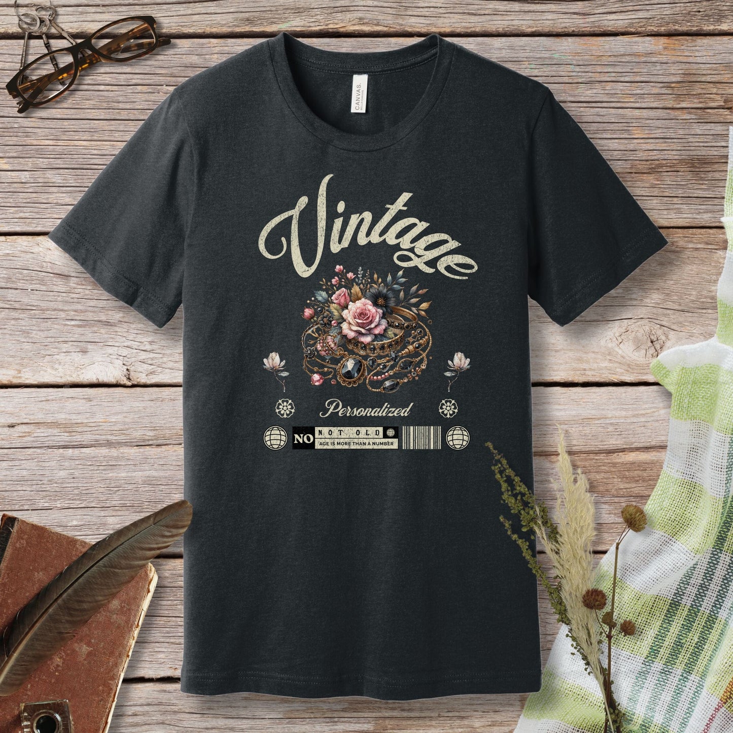 a black t - shirt with the words vintage on it