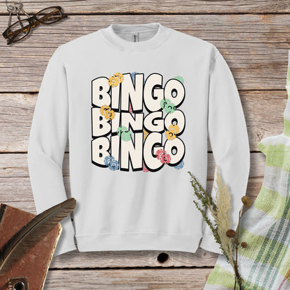 a white sweatshirt with the words bingo bingo on it