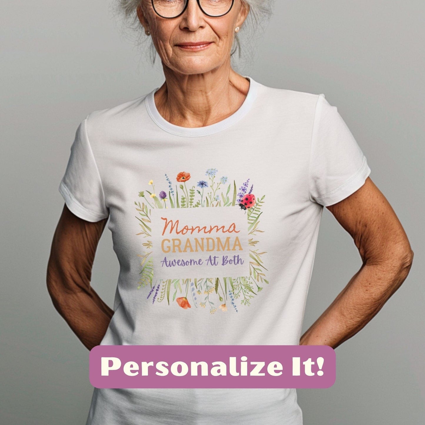 Personalized Momma Grandma Awesome At Both Ladies Boyfriend T-Shirt