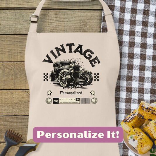 Personalized I'm Not Old I'm Vintage Antique Car Sustainable Apron