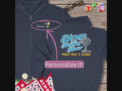 Personalized Bingo Is My Happy Hour Hoodie Sweatshirt Jacket