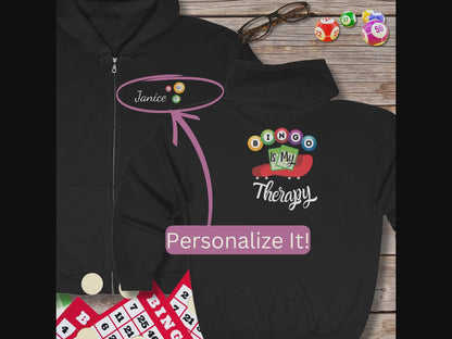 Personalized Bingo Is My Therapy Hoodie Sweatshirt Jacket